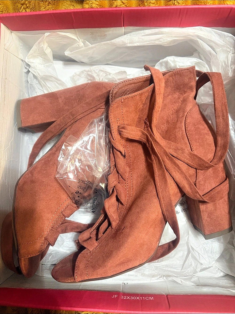 Brown Lace-Up Heeled Boots Like New